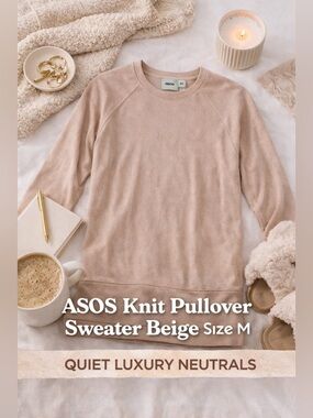 ASOS Knit Pullover Sweater Beige Size M